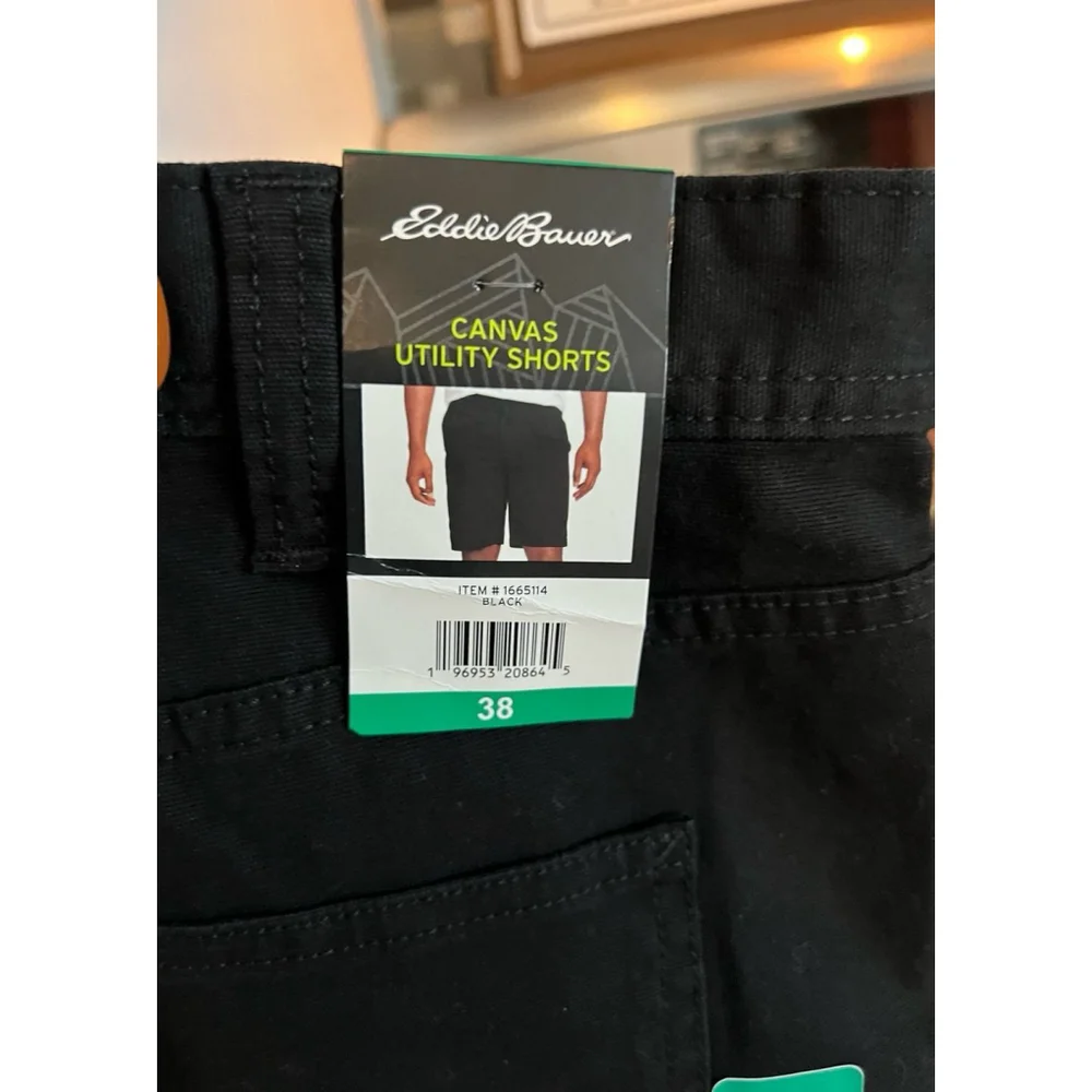New Eddie Bauer Black Canvas Utility Shorts